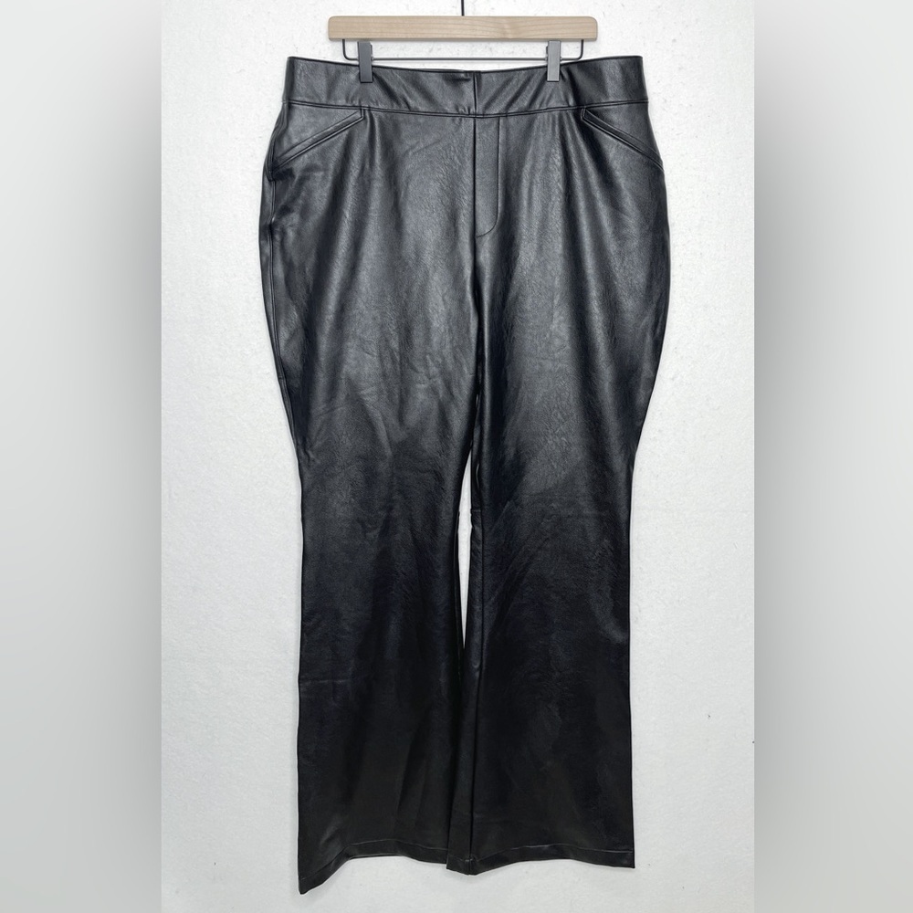 Spanx Faux Leather Like Flare Leg Pull-On Pants Size 3X 20457R Moto Boho - Picture 3 of 8